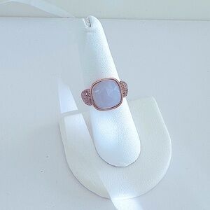 NEW blue chalcedony Rose Gold Ring size 7